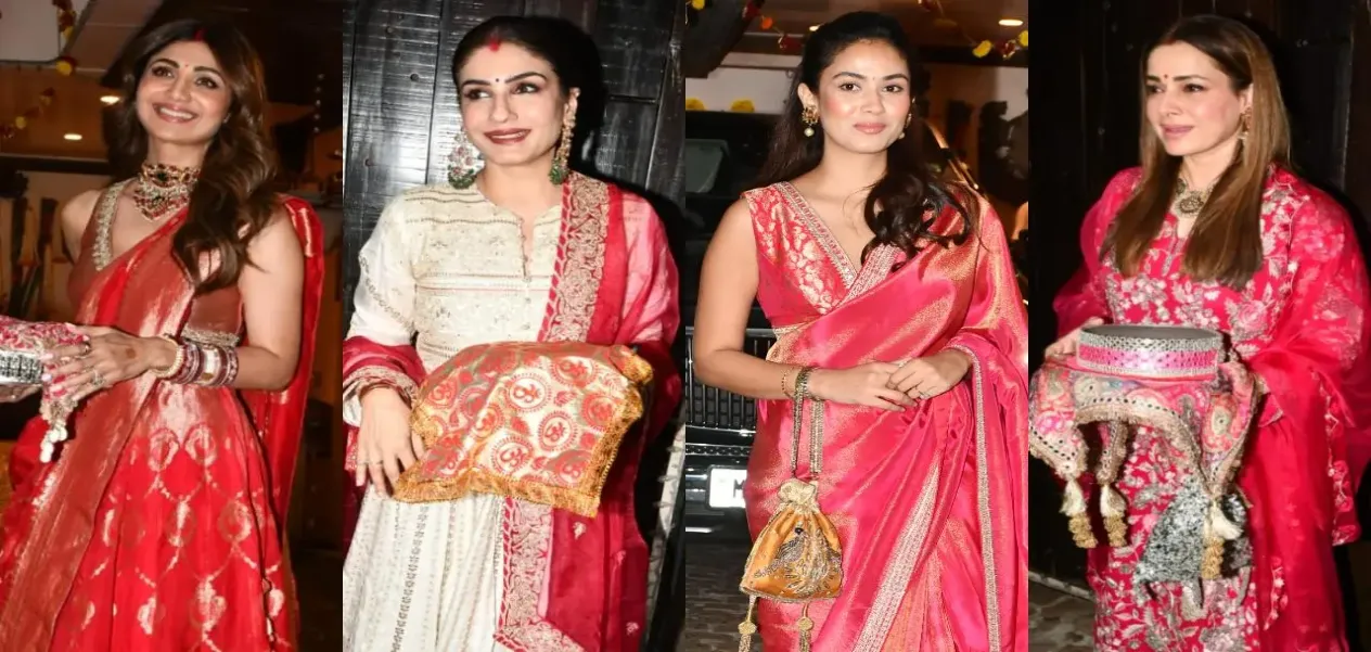 Karva Chauth celebrated in Bollywood: Celebs seen in red saree