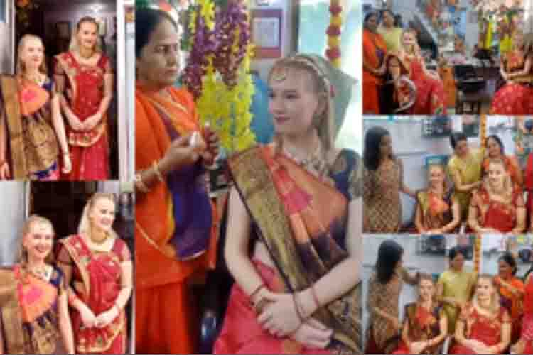 Foreign women did sixteen makeups in Pushkar on Narak Chaturdashi