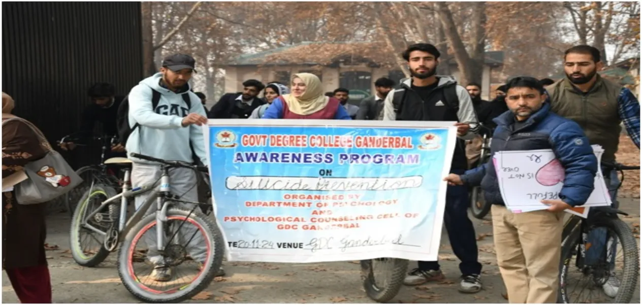 GDC Ganderbal's cycle rally to promote suicide prevention