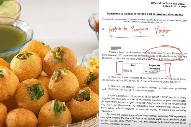 Panipuri wala gets GST Notice based on Phonepe and Razorpay Records