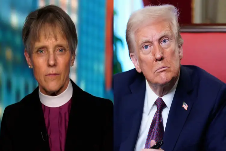 Who is the bishop whose speech created a stir, gave a piece of her mind to Trump